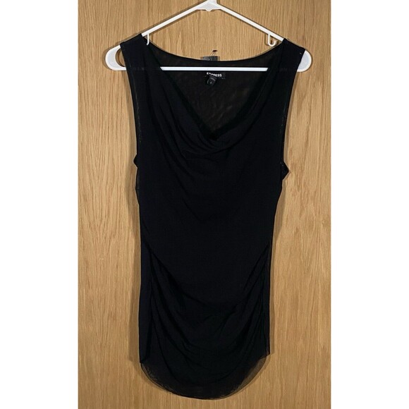 Vintage Y2K Express Sheer Mesh Nylon Tank Black Vamp WhimsyGoth Women's Sm NWT - Picture 1 of 6